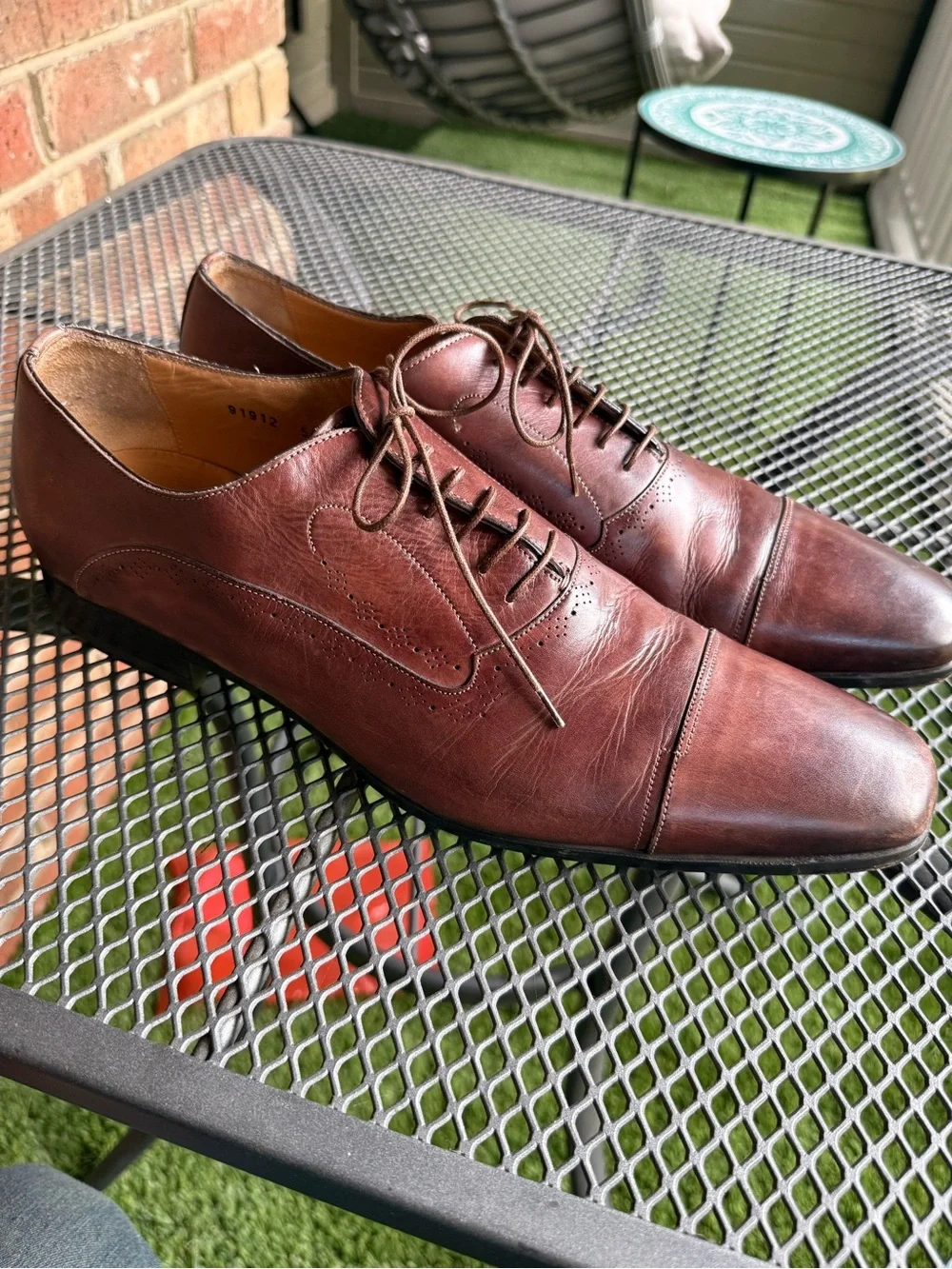 Santoni Brown Leather Cap Toe Oxford Dress Shoes Men’s 13D